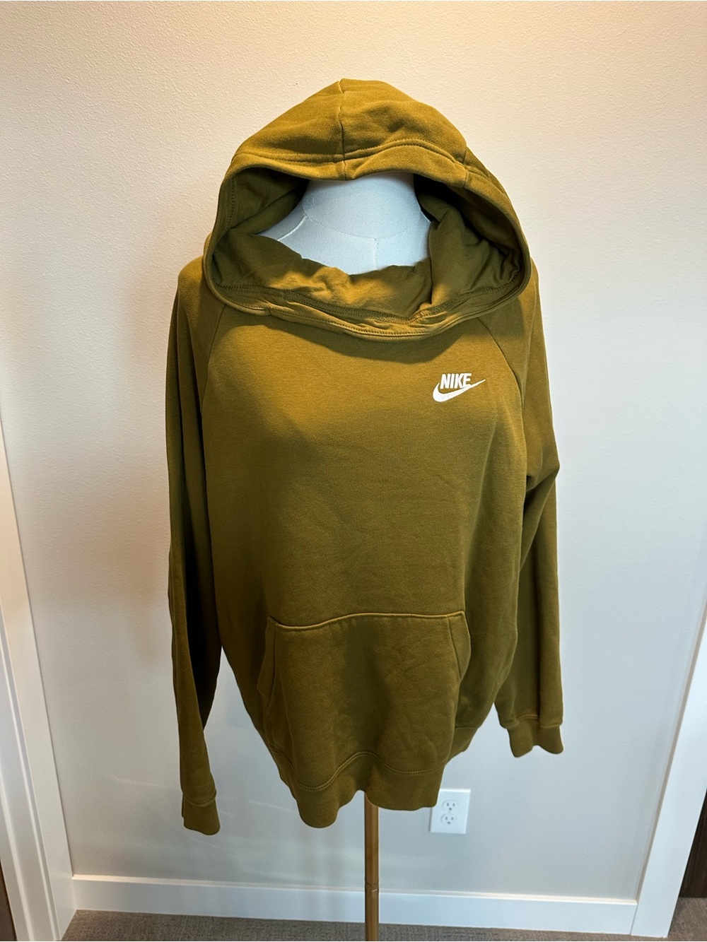 Nike Olive Hoodie with White Swoosh